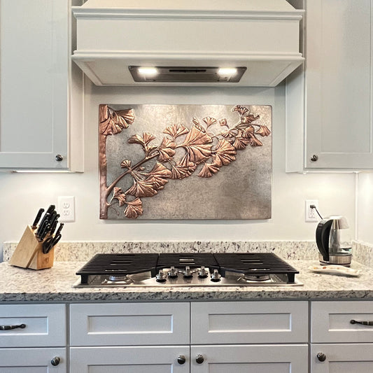 Modern Kitchen Backsplash Tile Ginkgo Leaves