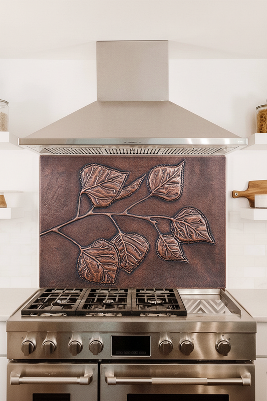 Backsplash Tile Kitchen Aspen Leaves - oversized close-up