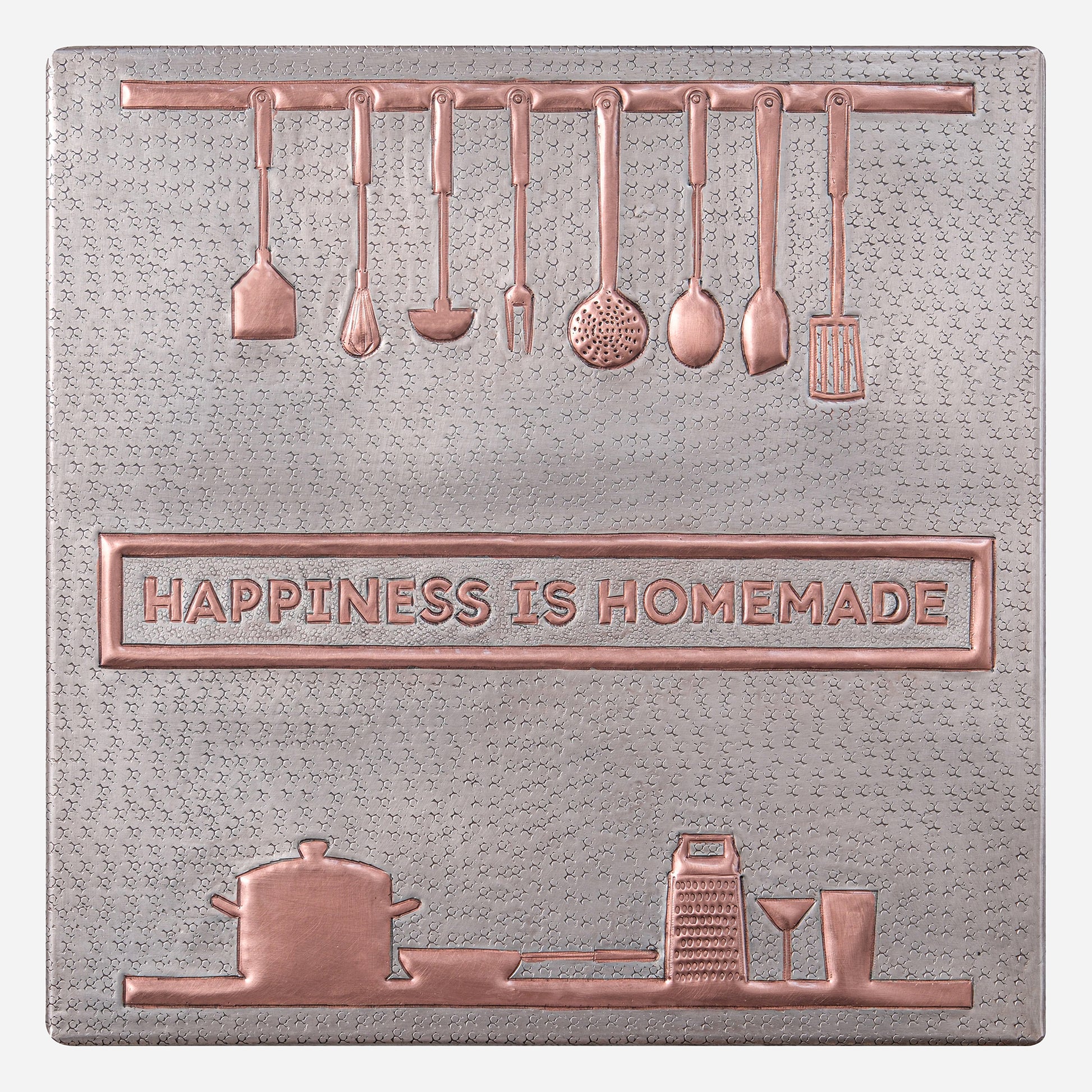 Copper "Happiness is Homemade" Kitchen Backsplash Tile 11.9"x11.9" Gray&Copper - Natuross