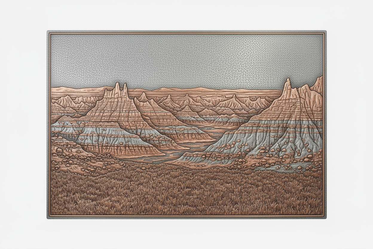 Badlands National Park Copper Relief Panel