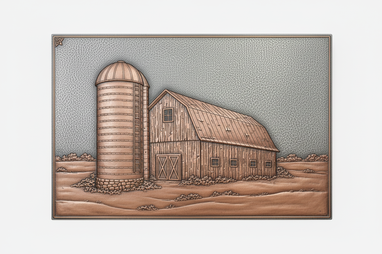 Barn and Silo Copper Relief Panel