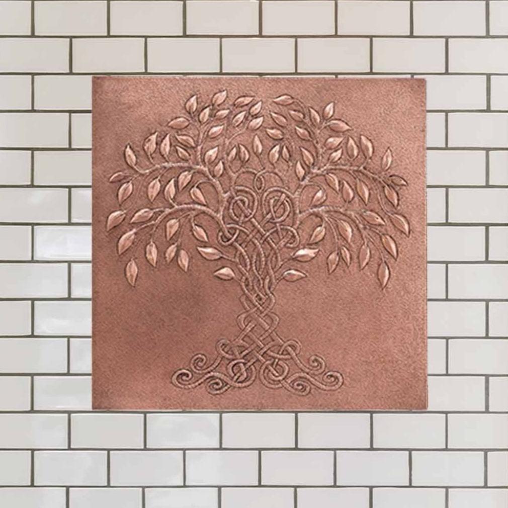 Copper Celtic Tree of Life Handmade Art Tile 23.7"x23.7" - Natuross