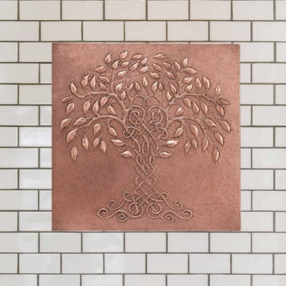 Copper Celtic Tree of Life Handmade Art Tile 23.7"x23.7" - Natuross