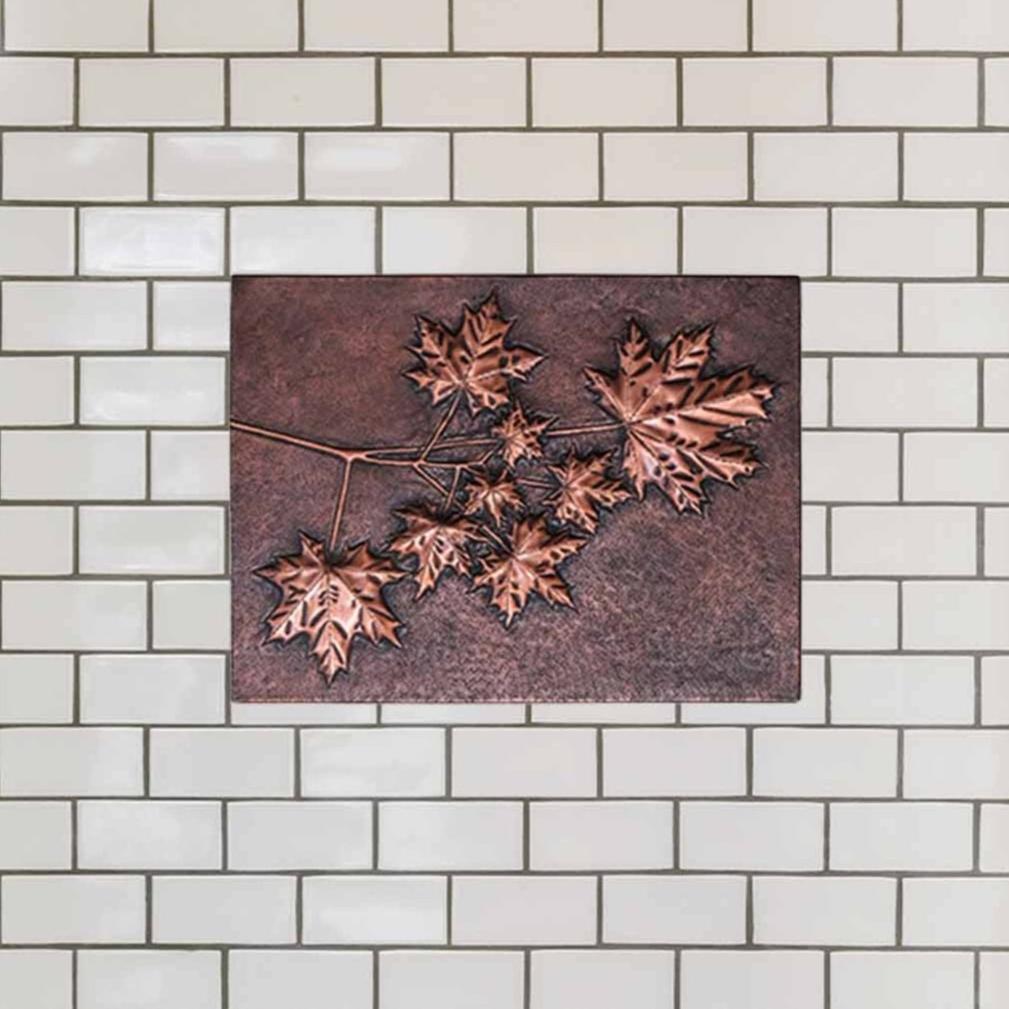 Copper Maple Branches with Leaves Art Tile 11.8"x 15.7" Brown - Natuross