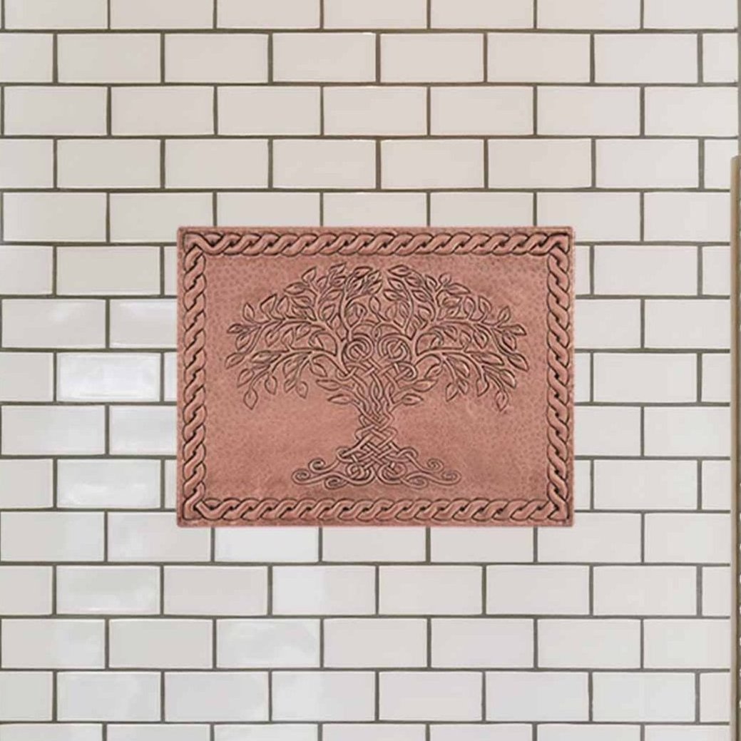 Copper Tree of Life with Celtic Knot Art Tile 12"x15.9" - Natuross