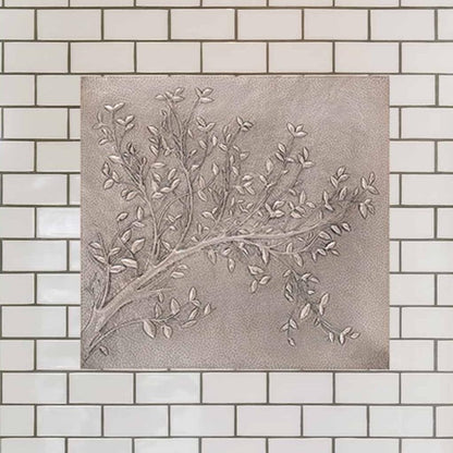 Copper Tree Branches Art Tile 27.5"x29.1" Gray - Natuross