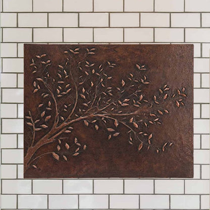 Copper Tree Branches Handmade Art Tile 23.6"x29.9" Brown - Natuross