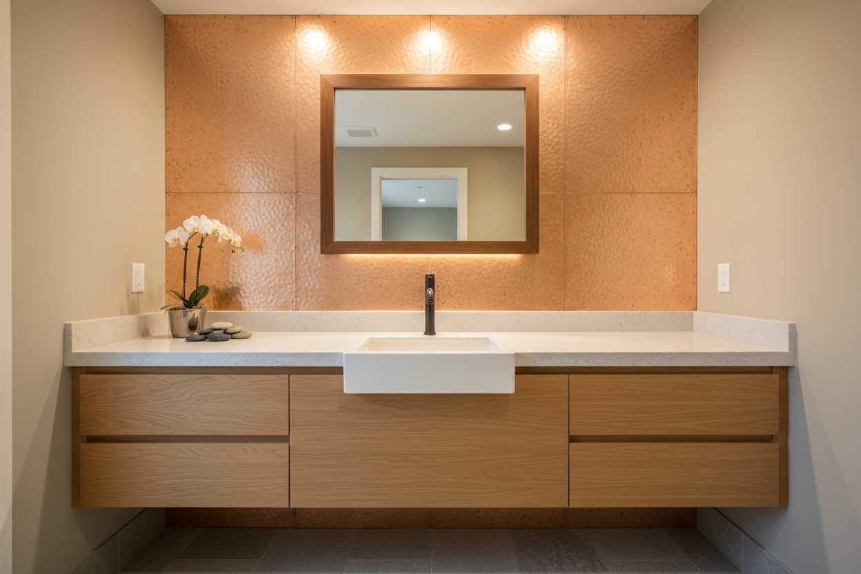 Bathroom Vanity Backsplash — Natural Copper