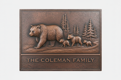 Bear Family brown patina panel