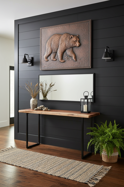 Bear in Forest - modern rustic entryway