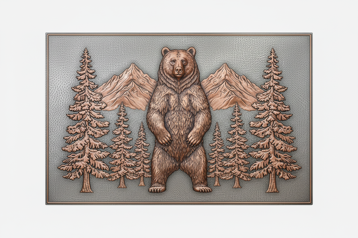 Bear in Mountain Forest Panel