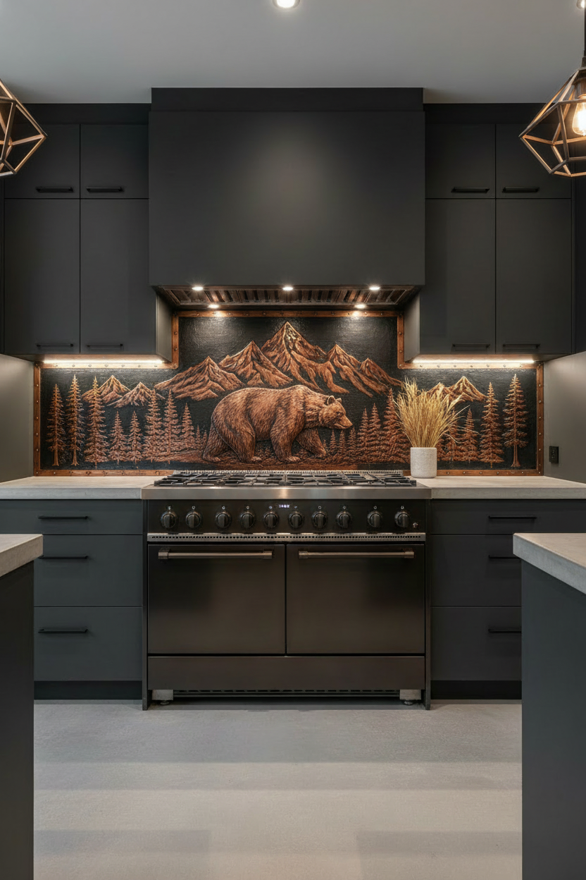 Bear & Mountains Brown Patina - Industrial Kitchen