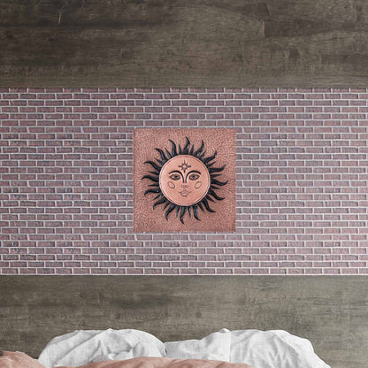 Sun with Face Copper Wall Art 11.9"x11.9" Copper&Black - Natuross