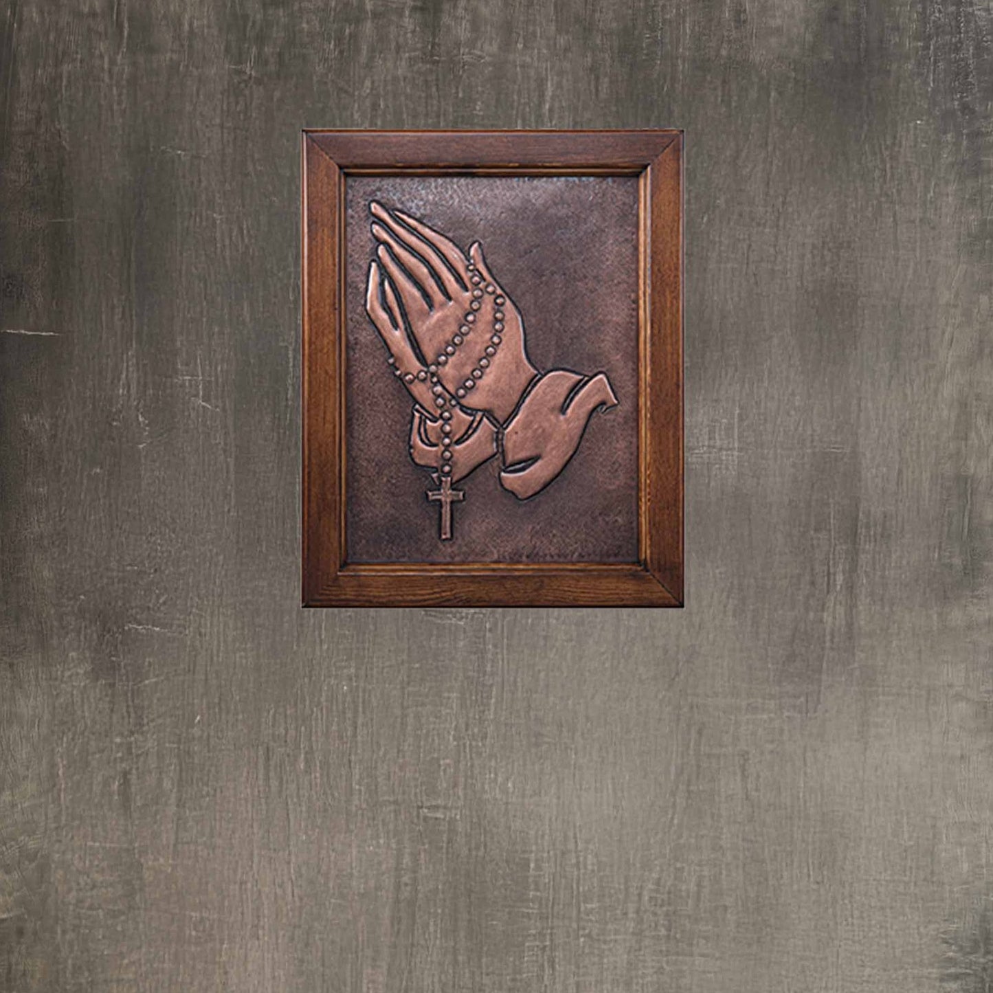 Copper Praying Hands Framed Wall Art 20x16.1" Brown Patina - Natuross