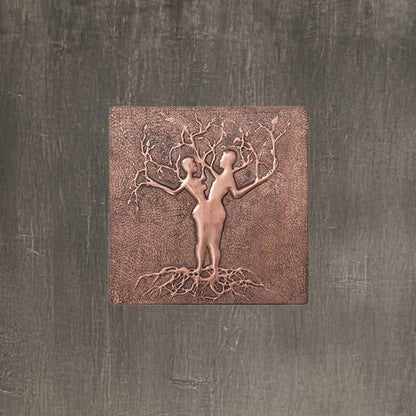 Copper Love Tree Handmade Art Tile 11.8x11.8" - Natuross