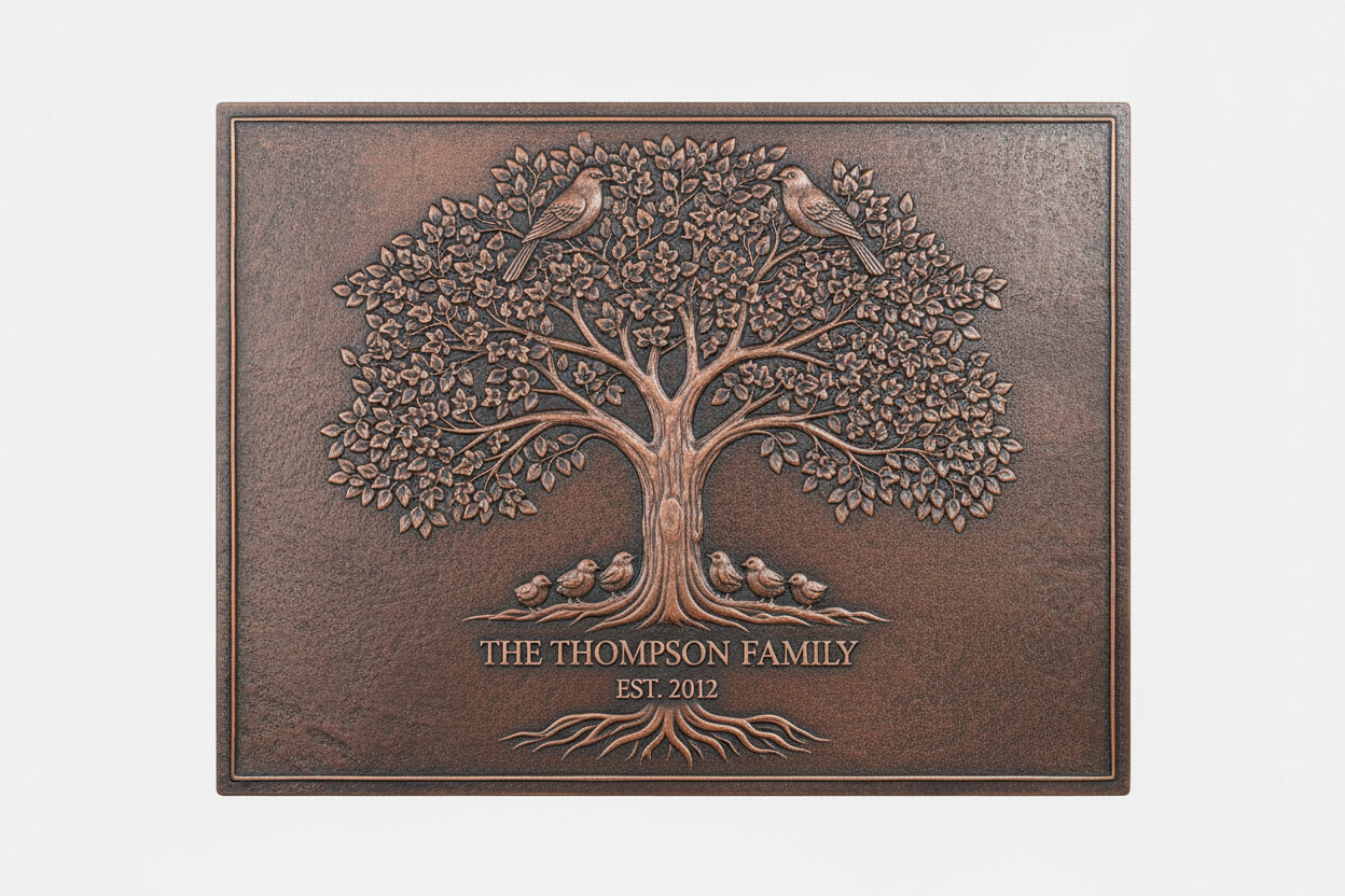 Bird Tree of Life brown patina panel