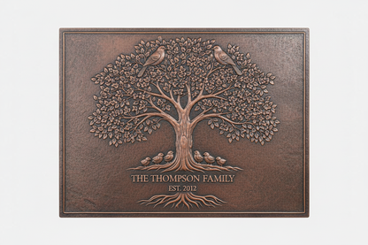 Bird Tree of Life brown patina panel