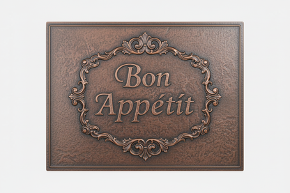 Bon Appétit brown patina panel