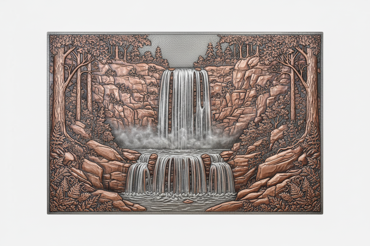 Cascading Forest Waterfall Panel