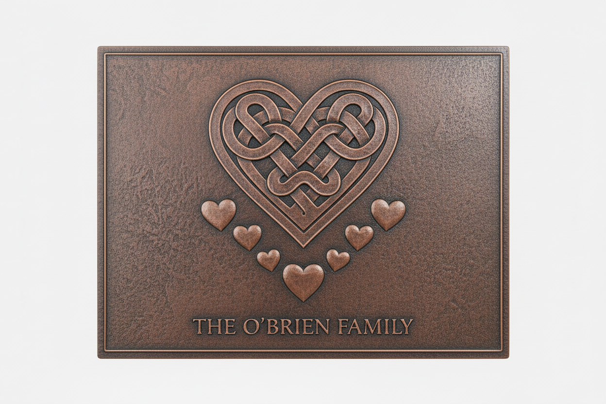 Celtic Heart Knot brown patina panel