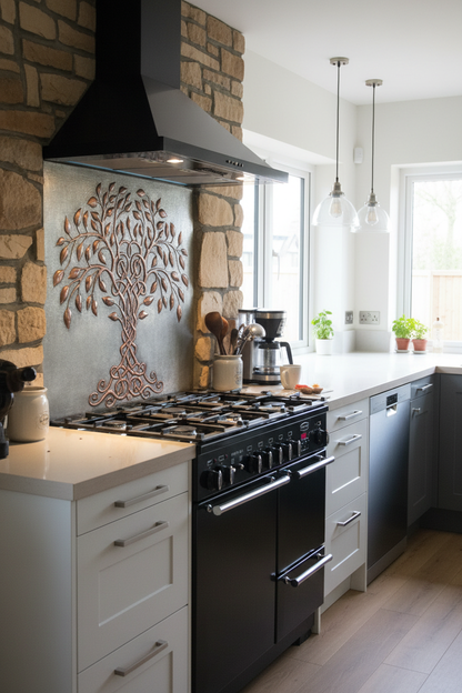 Celtic Tree of Life Backsplash - modern kitchen installation