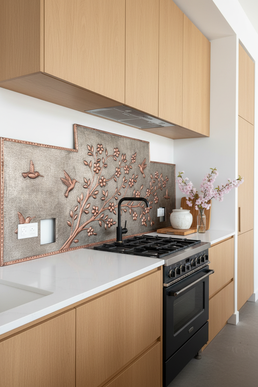 Cherry Blossoms Hummingbirds - Asian fusion full wall