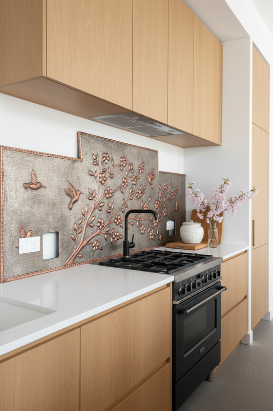 Cherry Blossoms Hummingbirds - Asian fusion full wall