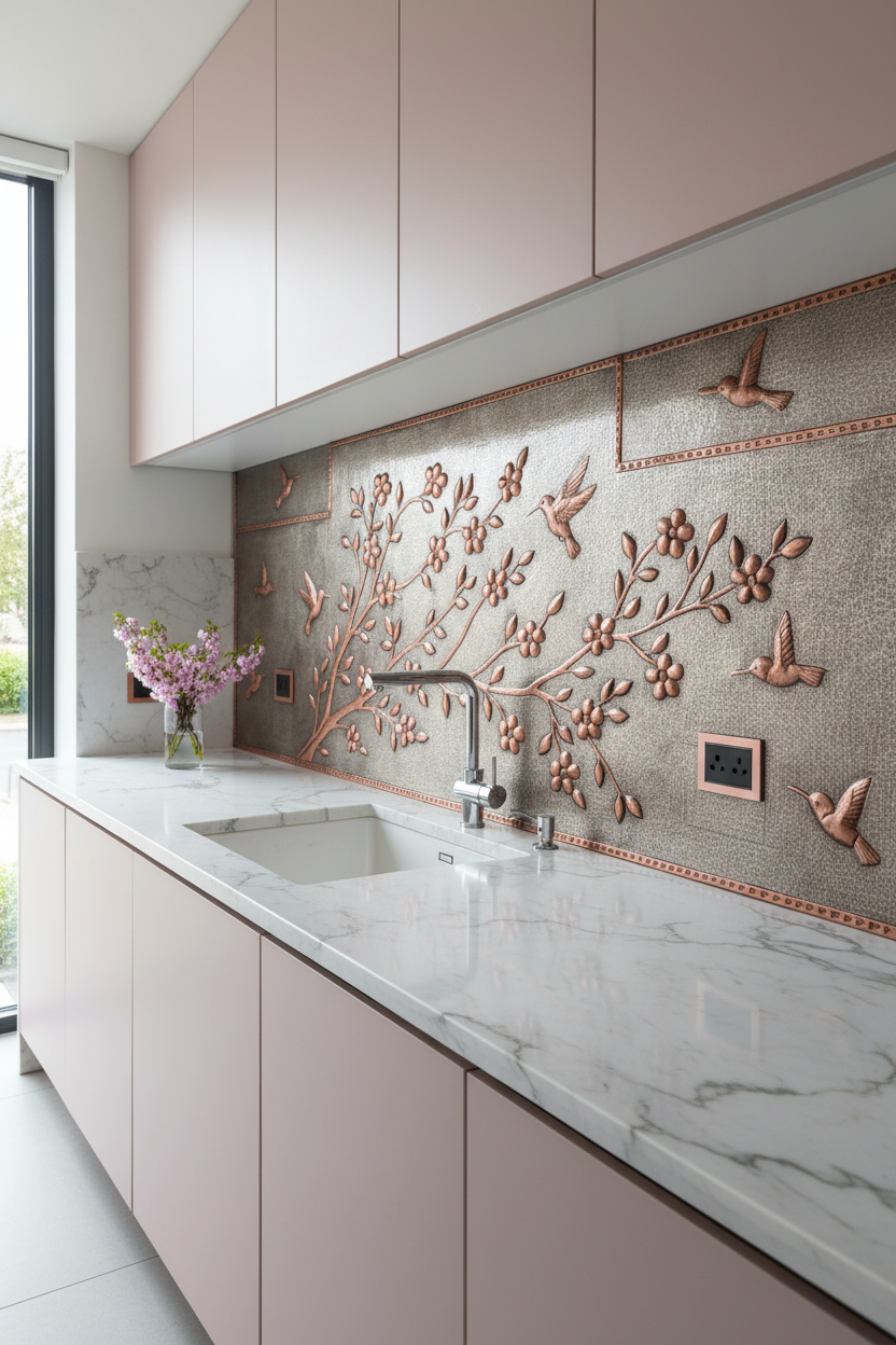 Cherry Blossoms Hummingbirds - botanical modern full wall