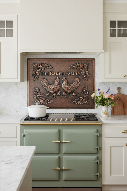 Chickens Roses - cottage farmhouse kitchen