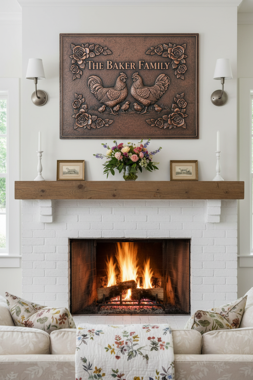Chickens Roses - country cottage living room