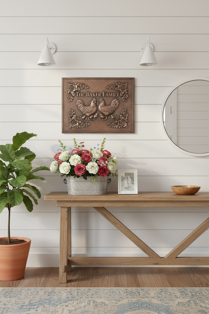Chickens Roses - modern farmhouse entryway