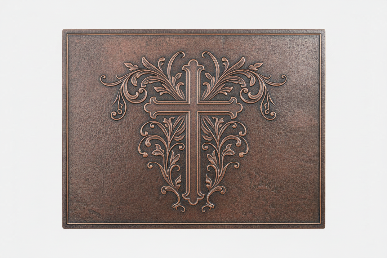 Christian Cross brown patina panel corrected