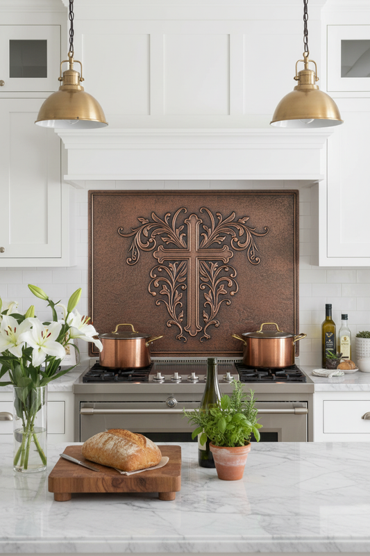 Christian Cross - traditional white kitchen closer