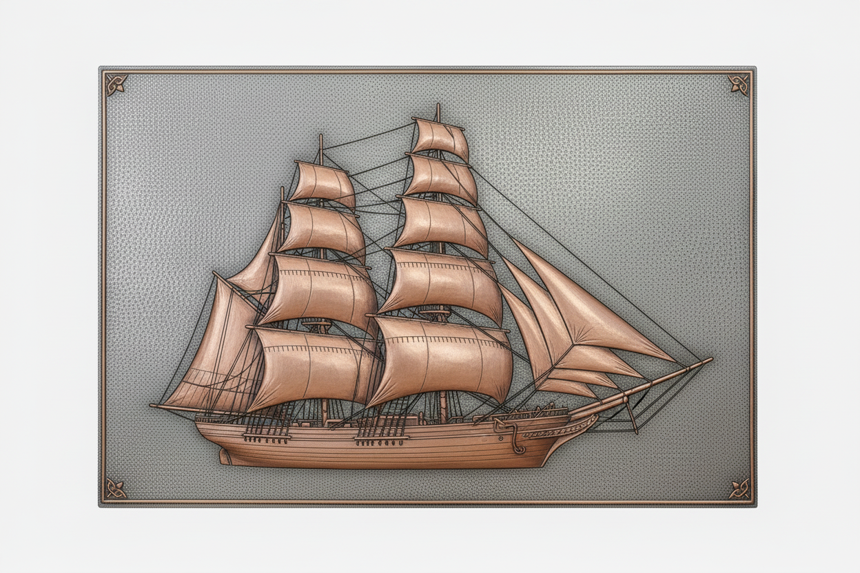 Clipper Ship - Realistic Silver-Copper