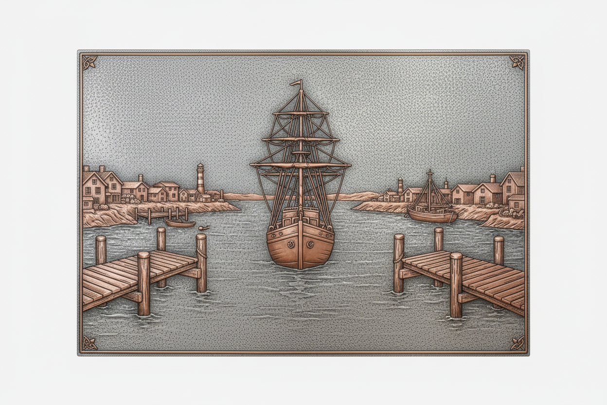 Coastal Harbor Scene Panel