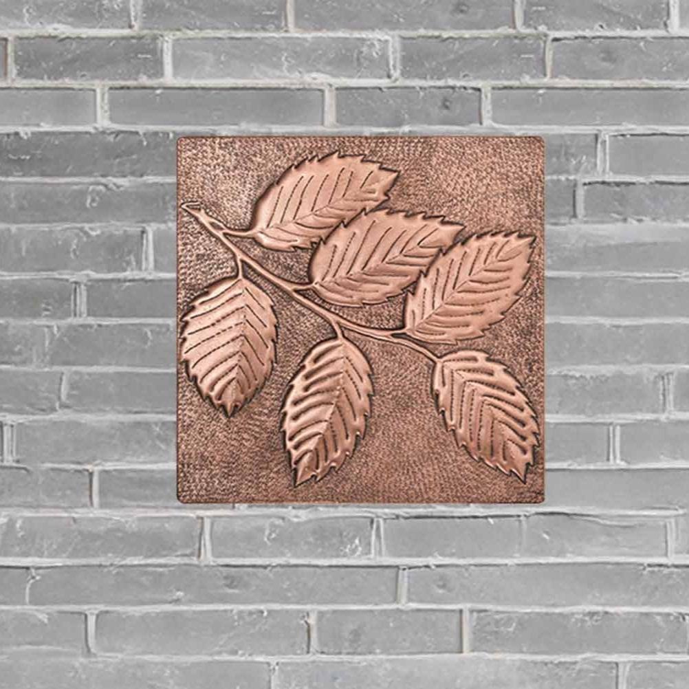 Copper Tree Branch with Leaves Art Tile 11.8x11.8" - Natuross