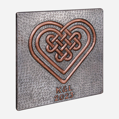 Copper Backsplash Panel (Celtic Heart Love Knot, Silver&Copper Color)