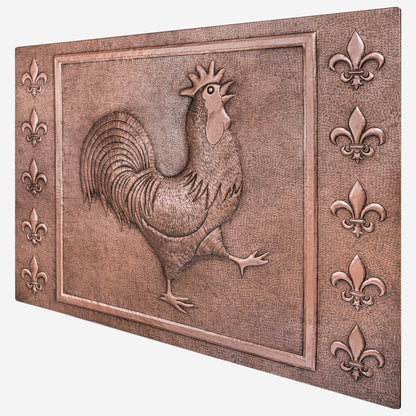 Copper Backsplash (Rooster and Fleur de Lys)