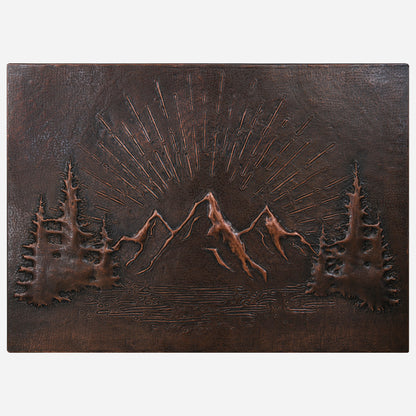 Copper Backsplash (Rising Sun Behind the Mountains, Brown Patina)