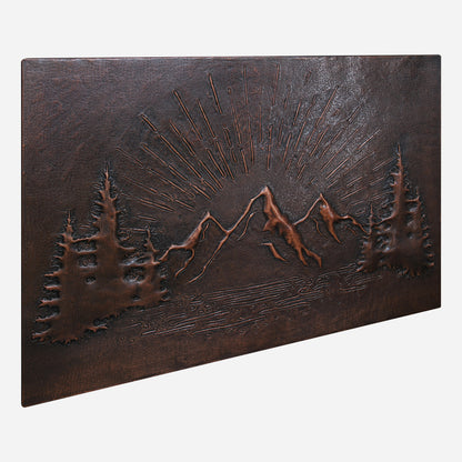 Copper Backsplash (Rising Sun Behind the Mountains, Brown Patina)