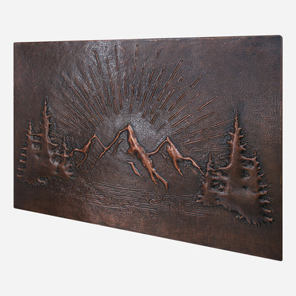 Copper Backsplash (Rising Sun Behind the Mountains, Brown Patina)