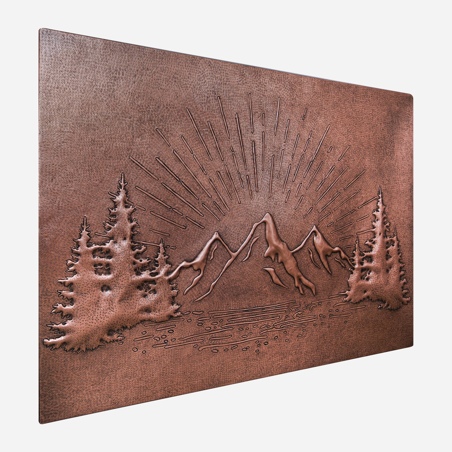 Rising Sun Behind Mountains Kitchen Backsplash Tile - 30"x40" Copper