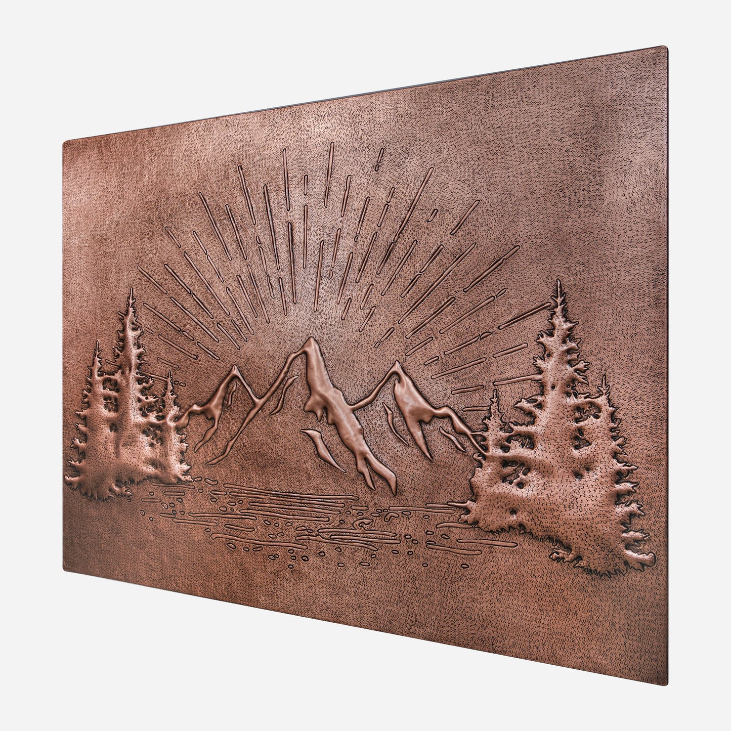 Rising Sun Behind Mountains Kitchen Backsplash Tile - 30"x40" Copper