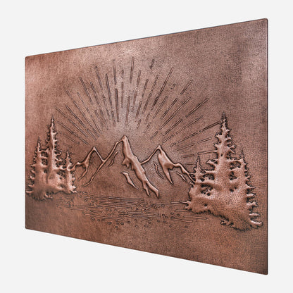 Rising Sun Behind Mountains Kitchen Backsplash Tile - 30"x40" Copper - Natuross