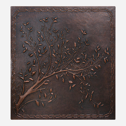 Copper Backsplash (Tree Branches and Chain Border, Brown Patina)