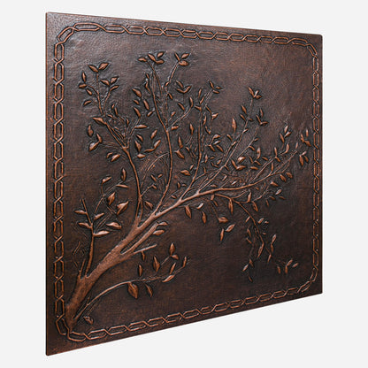 Copper Backsplash (Tree Branches and Chain Border, Brown Patina)