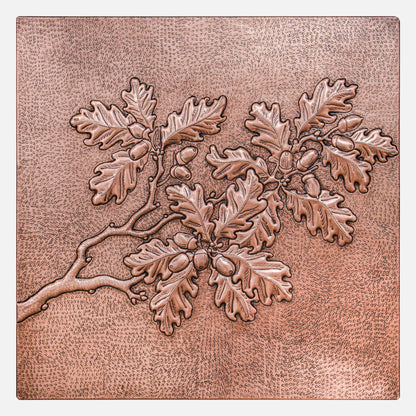 Copper Backsplash Panel (Oak Tree Branches and Acorns)