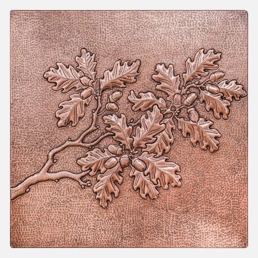 Copper Backsplash Panel (Oak Tree Branches and Acorns)