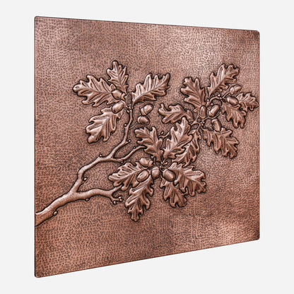 Copper Backsplash Panel (Oak Tree Branches and Acorns)