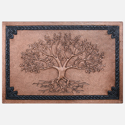 Copper Backsplash Panel (Tree with Roots and Celtic Border, Copper&Black Color)